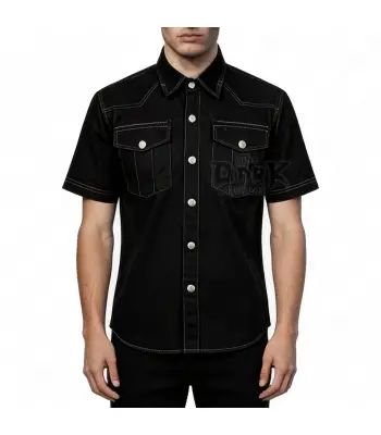 Casual Black Gothic Military Shirt