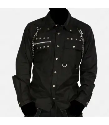 Black Punk Long Sleeve Studded Shirt
