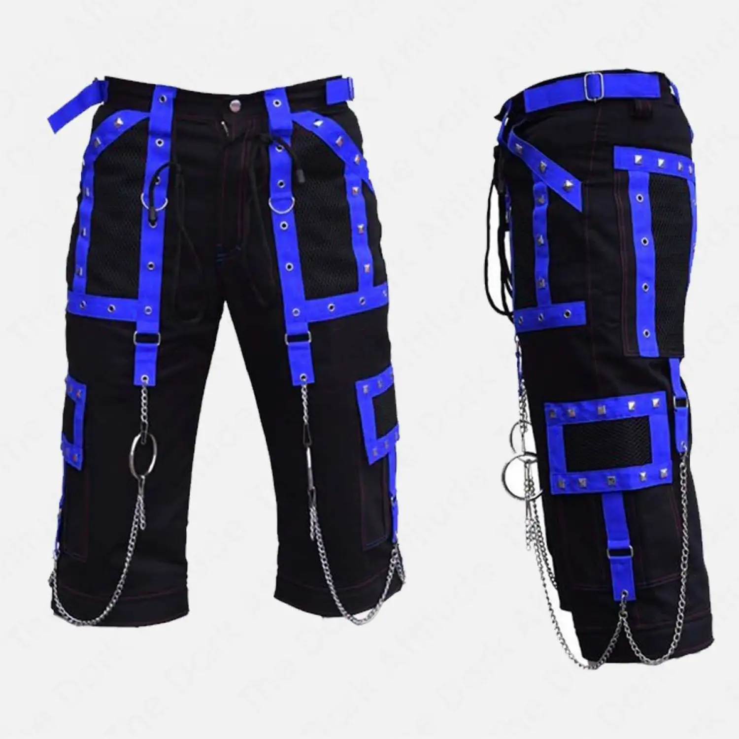 EMO Cyber Goth Shorts | Punk Rock Bondage Straps Shorts Mens