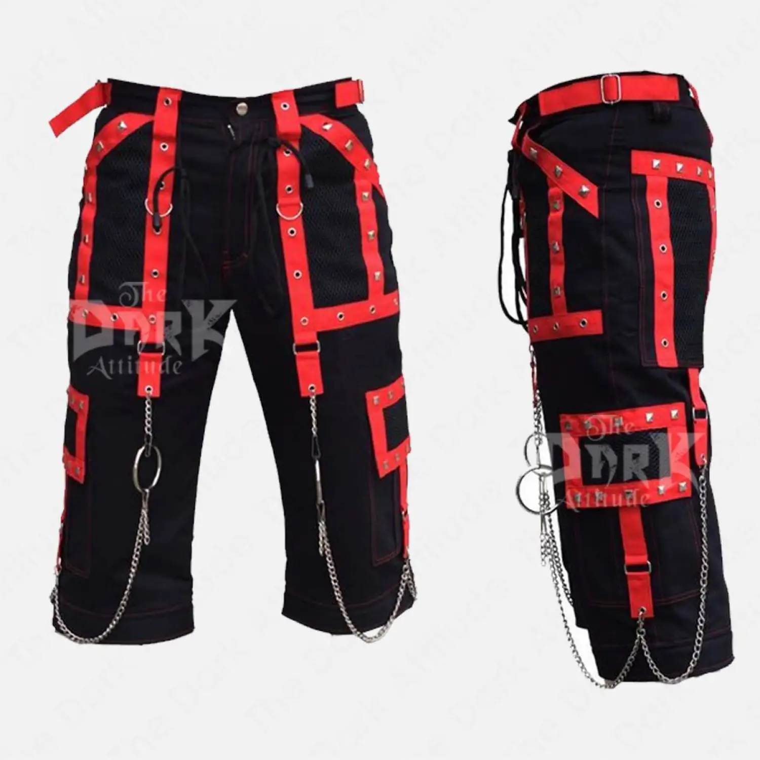 EMO Cyber Goth Shorts | Punk Rock Bondage Straps Shorts Mens