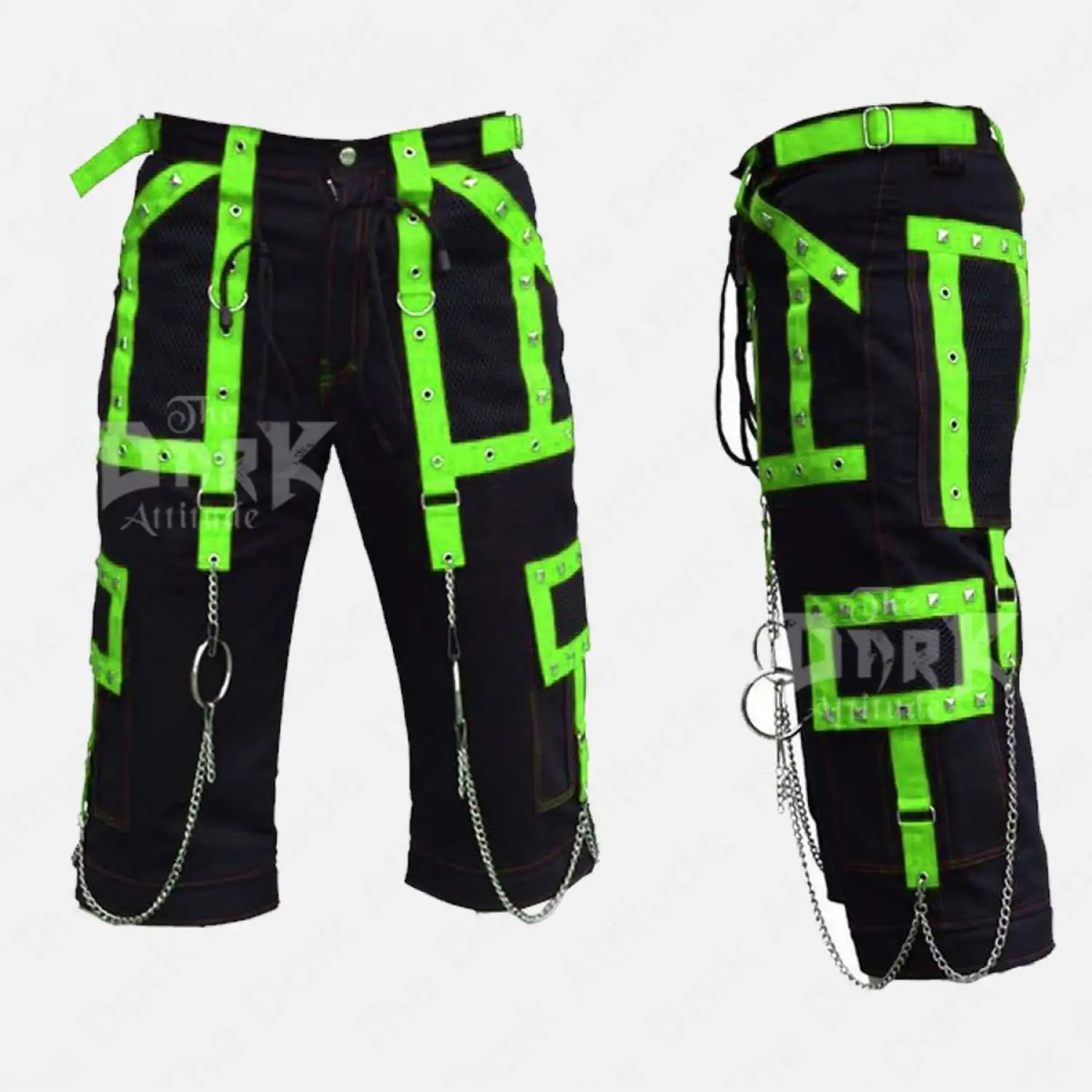 EMO Cyber Goth Shorts | Punk Rock Bondage Straps Shorts Mens