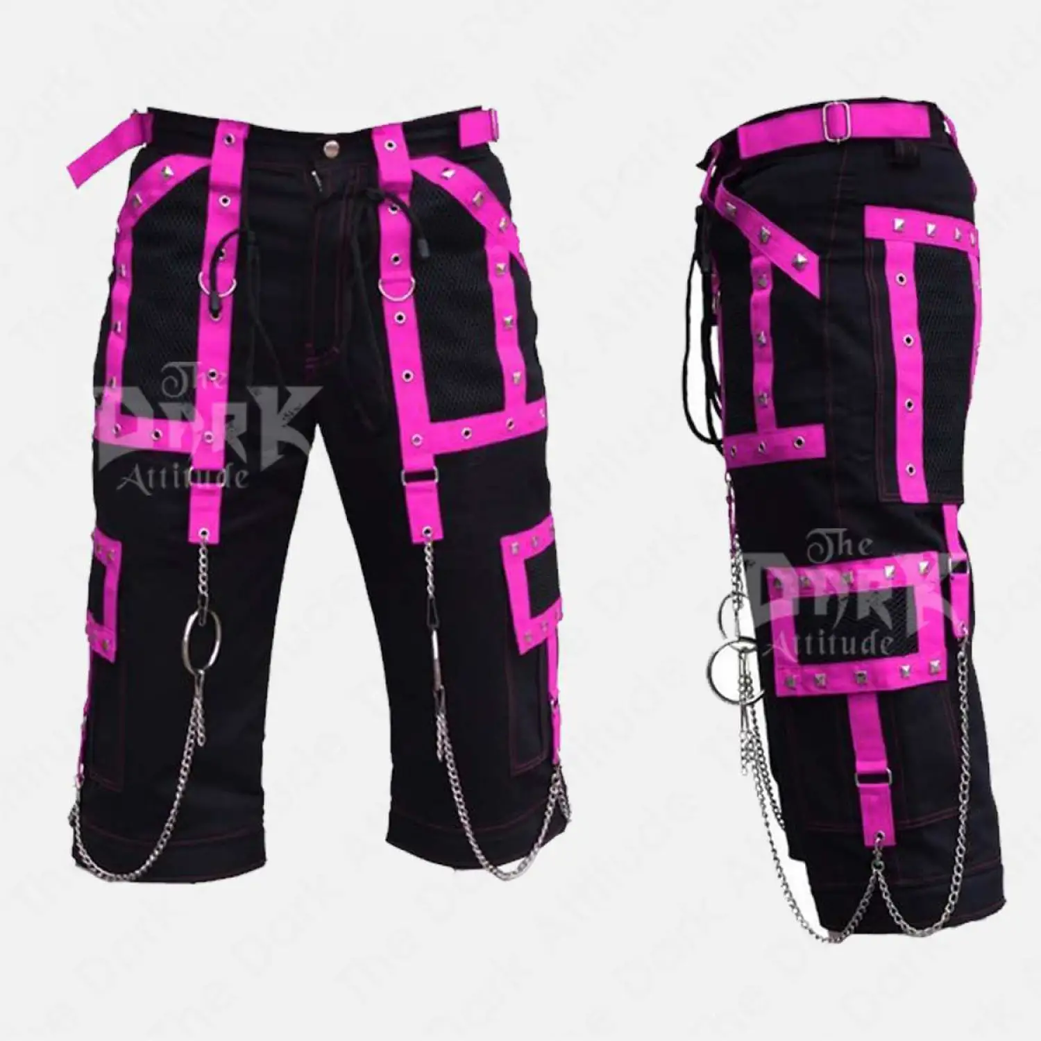 EMO Cyber Goth Shorts | Punk Rock Bondage Straps Shorts Mens