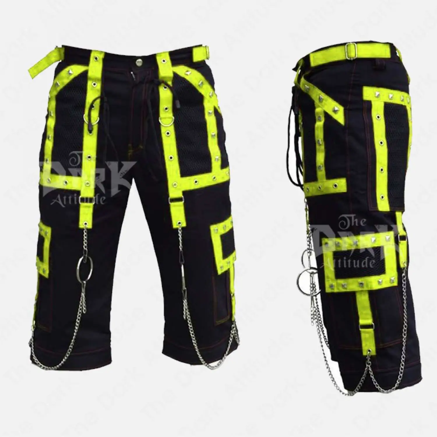 EMO Cyber Goth Shorts | Punk Rock Bondage Straps Shorts Mens