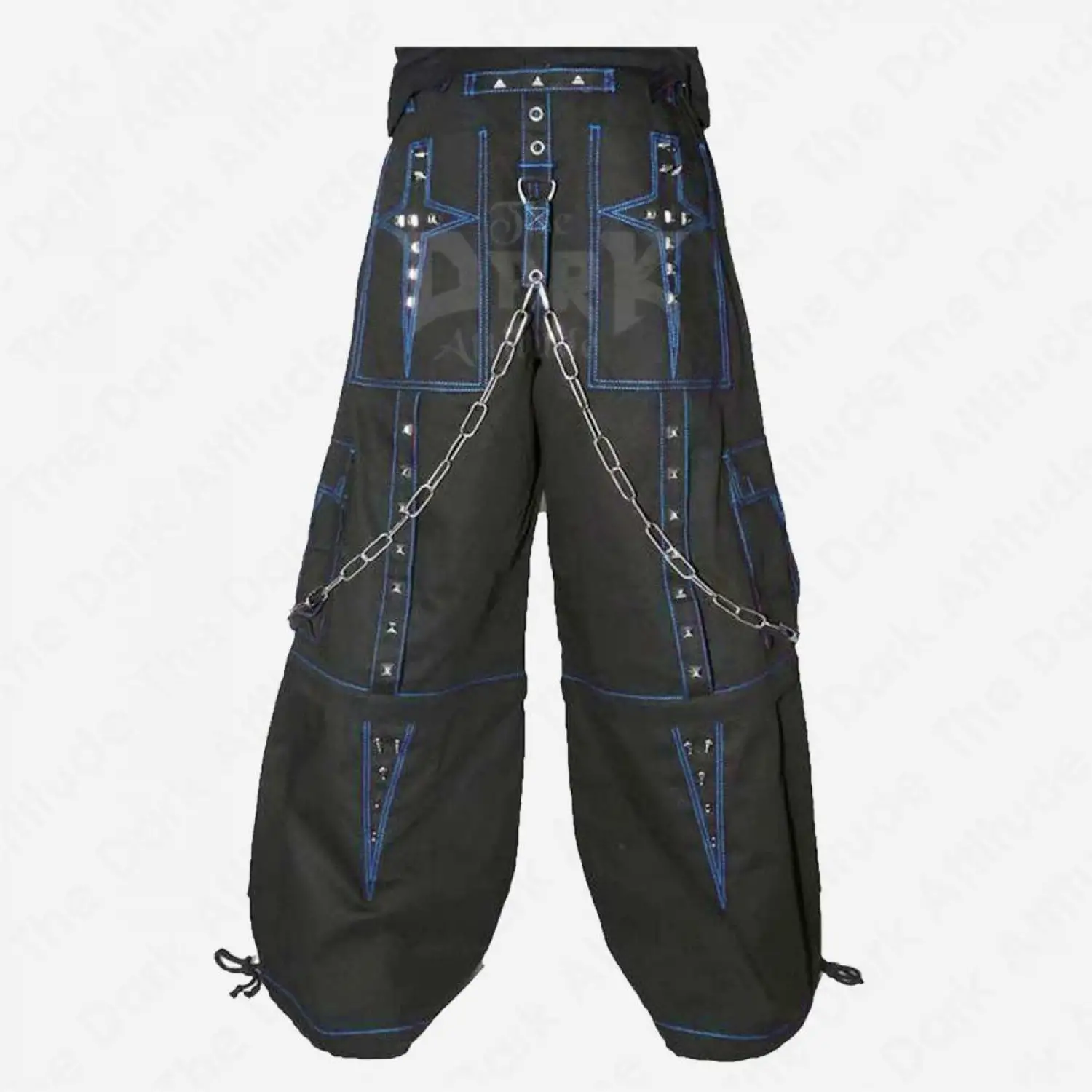 PUNK EMO Studded Baggy Pants | Chains Straps Bondage Fetish Cargo Trouser Shorts