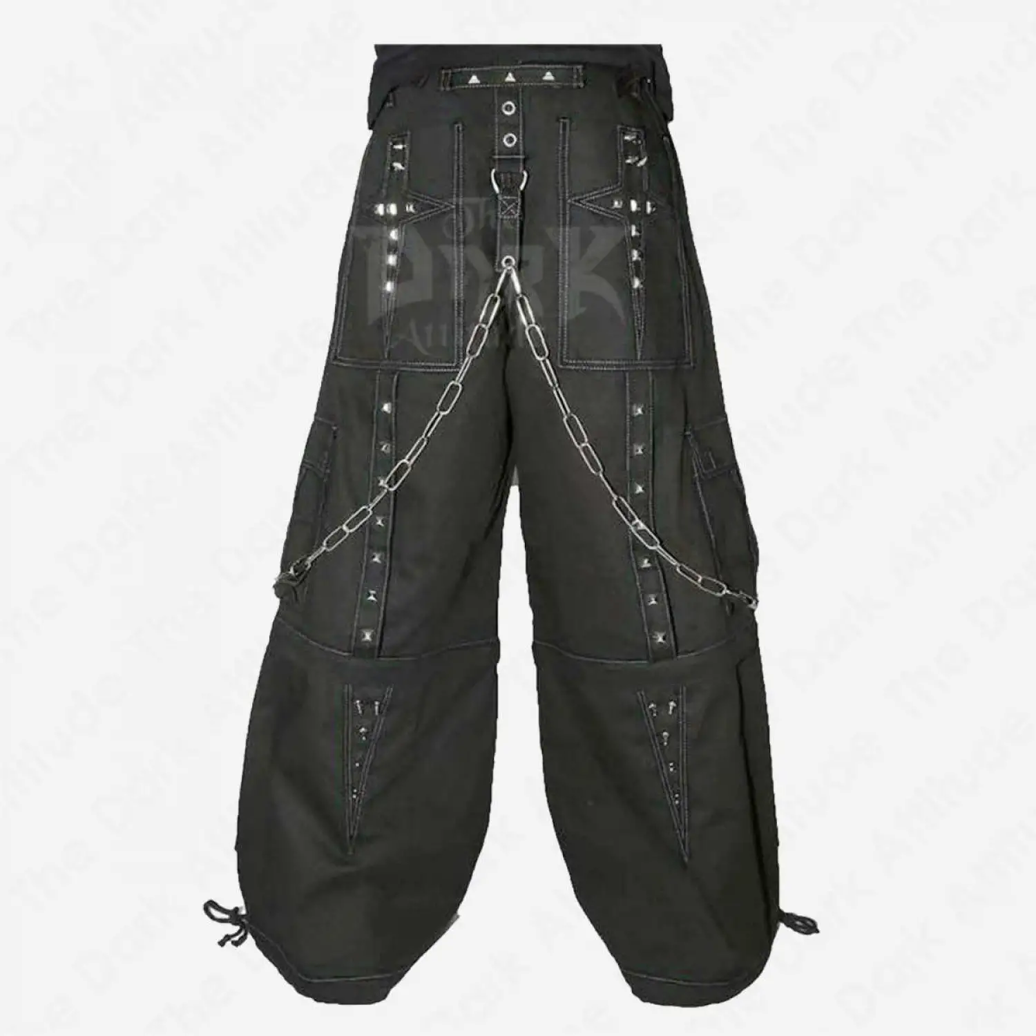 PUNK EMO Studded Baggy Pants | Chains Straps Bondage Fetish Cargo Trouser Shorts