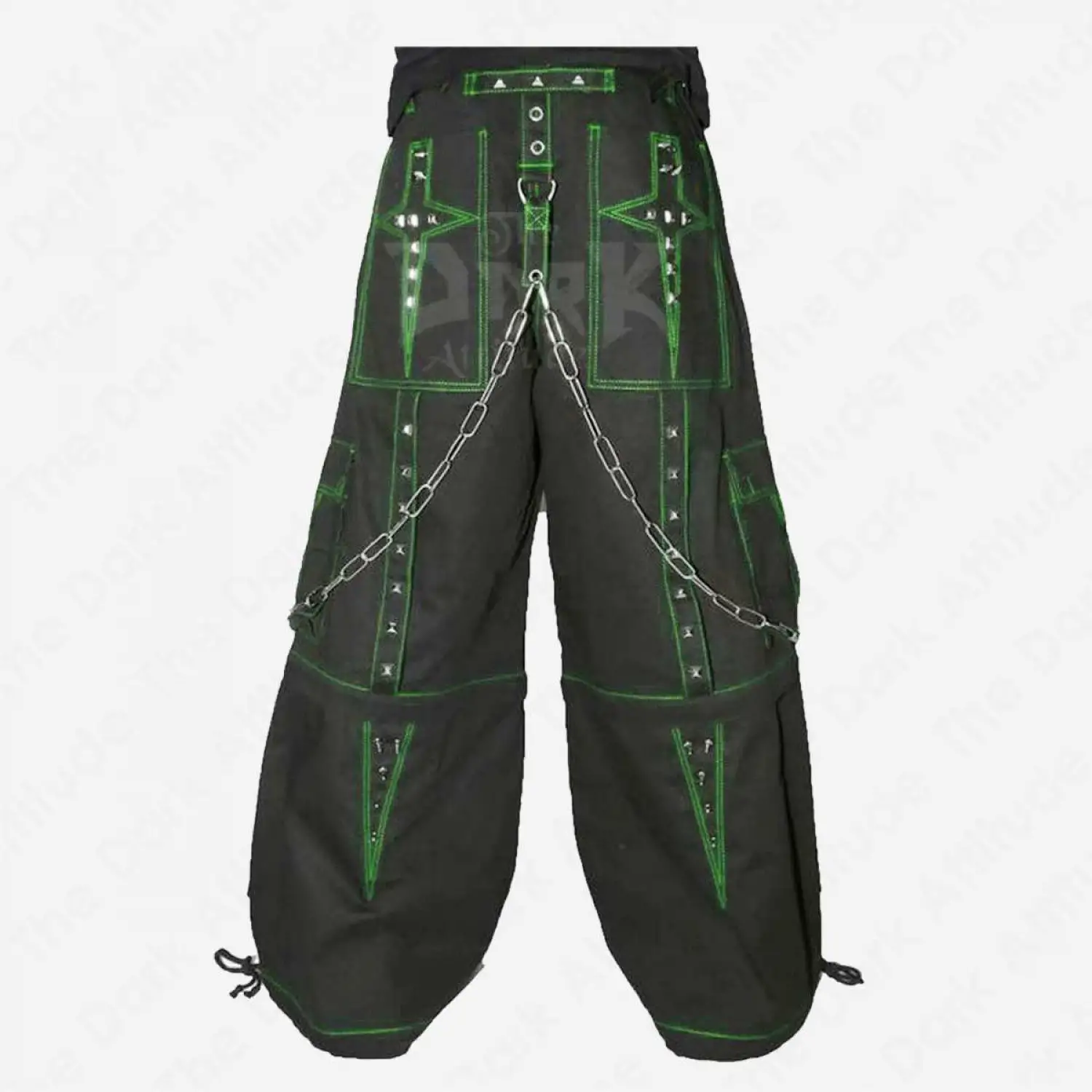 PUNK EMO Studded Baggy Pants | Chains Straps Bondage Fetish Cargo Trouser Shorts