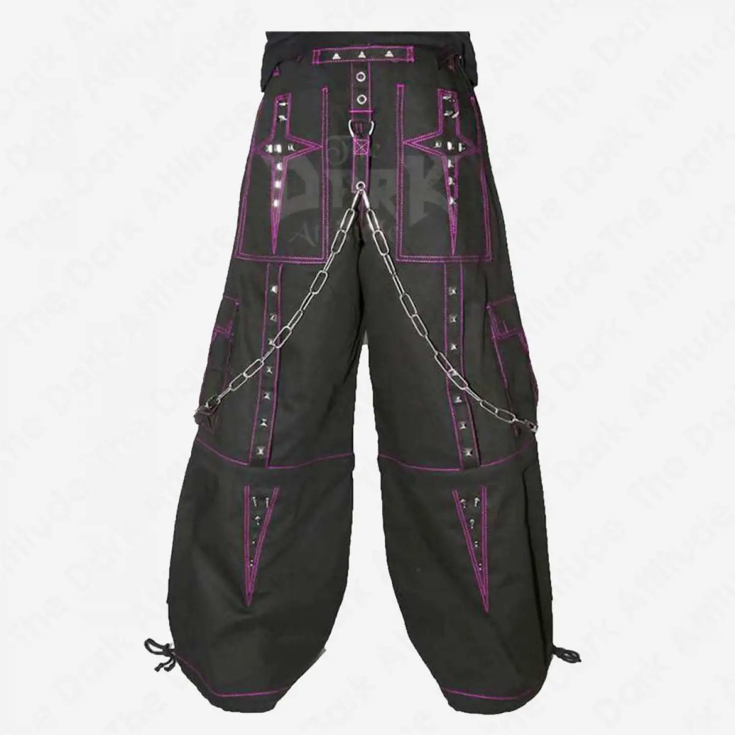 PUNK EMO Studded Baggy Pants | Chains Straps Bondage Fetish Cargo Trouser Shorts