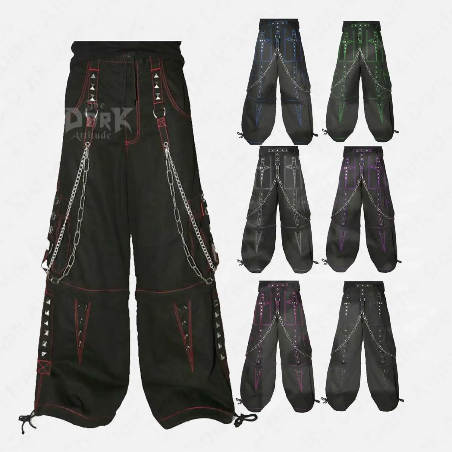 PUNK EMO Studded Baggy Pants | Chains Straps Bondage Fetish Cargo Trouser Shorts
