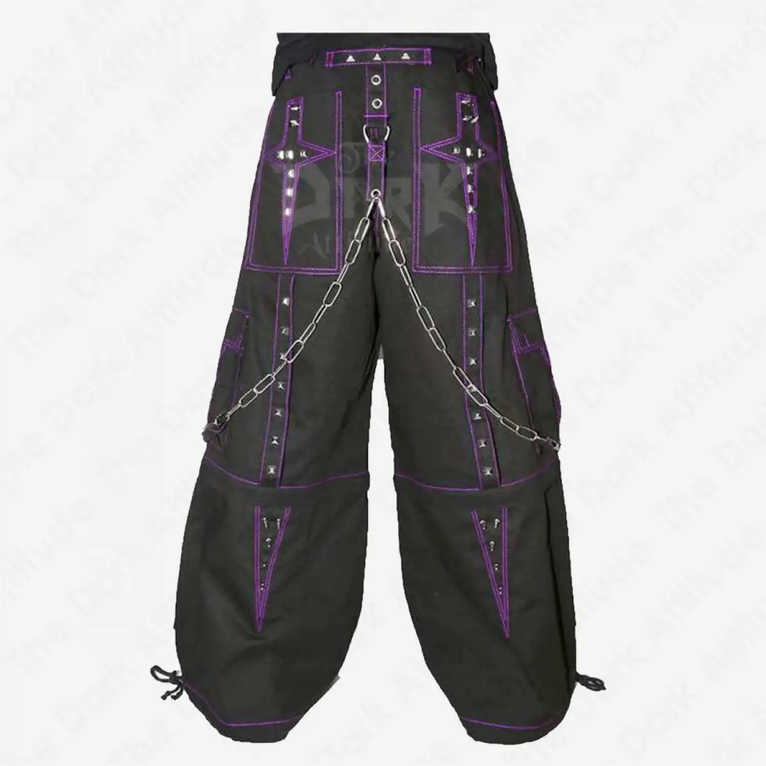 PUNK EMO Studded Baggy Pants | Chains Straps Bondage Fetish Cargo Trouser Shorts