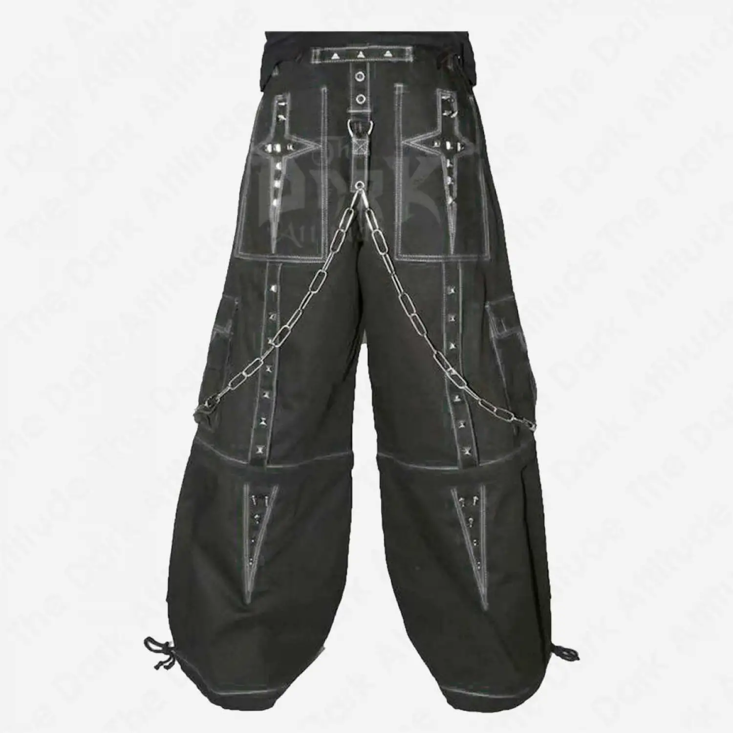 PUNK EMO Studded Baggy Pants | Chains Straps Bondage Fetish Cargo Trouser Shorts