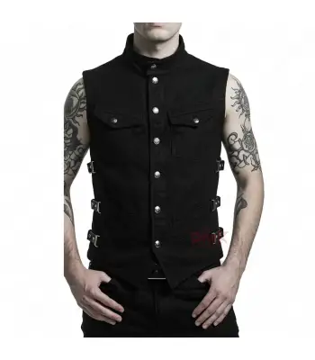 Men’s Black Gothic Punk Combat Vest