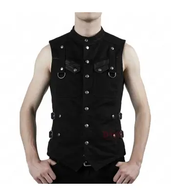 Men’s Gothic Industrial Black Waistcoat