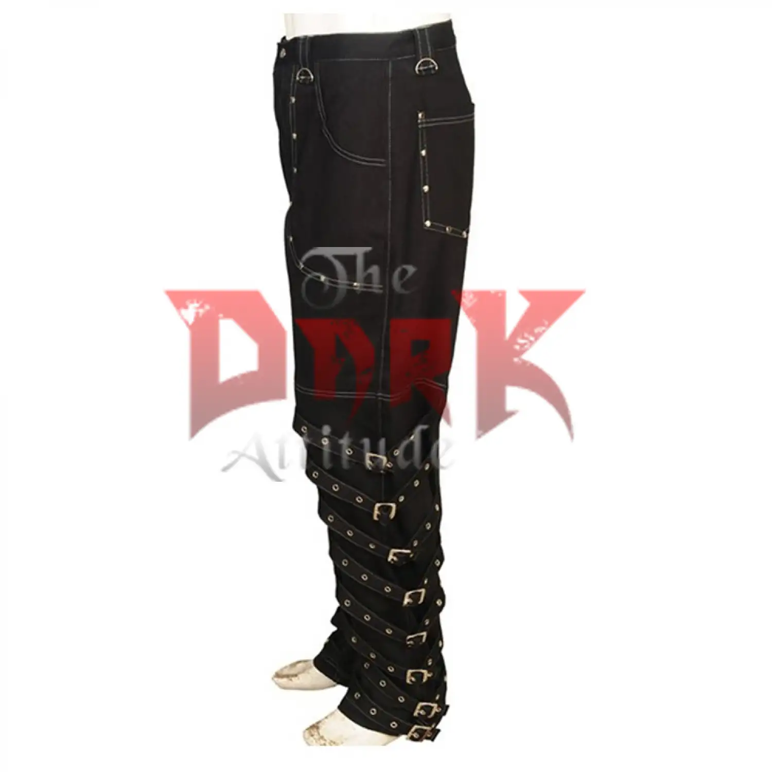 Gothic Bondage Cyber Pant EMO Trousers Black Men Punk Straps Pant