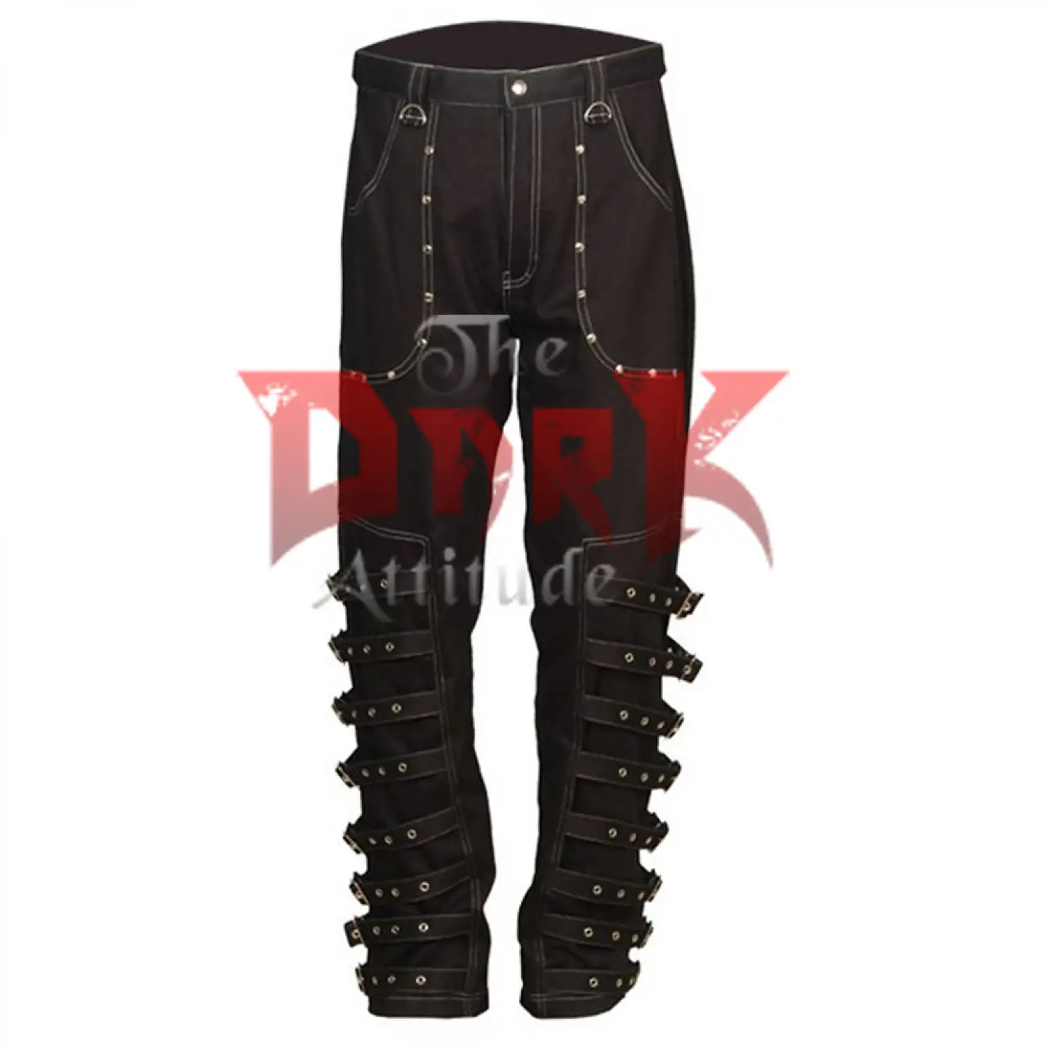 Gothic Bondage Cyber Pant EMO Trousers Black Men Punk Straps Pant