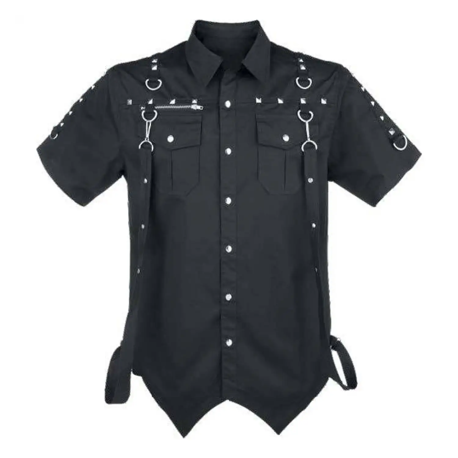 Gothic Studded Shirt Punk Short Sleeve Top