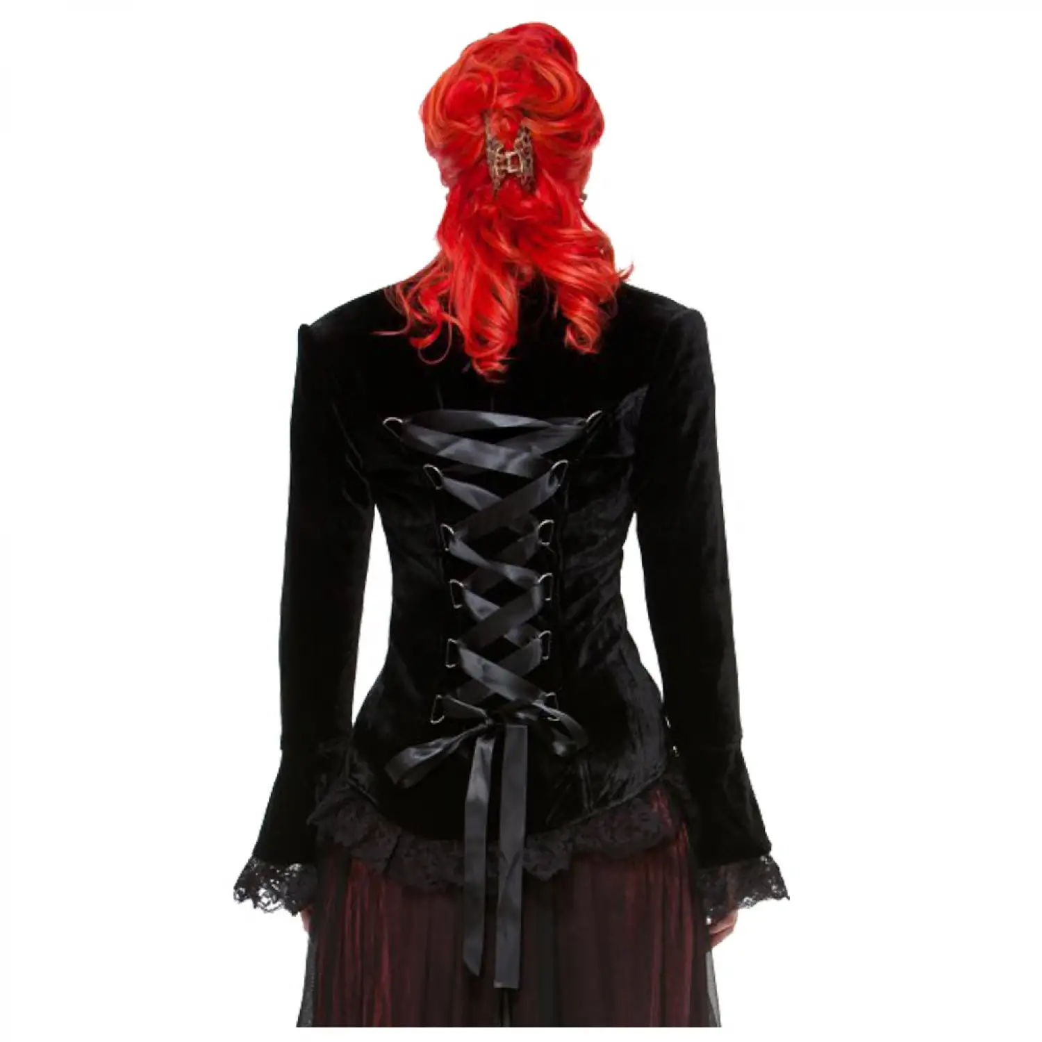 Women Victorian Black Velvet Laces Jacket