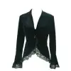 Women Victorian Black Velvet Laces Jacket