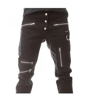 Steampunk Black Zipper Pant | Gothic Rockstar Pants Mens