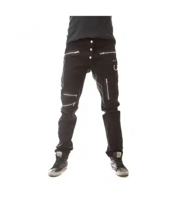Steampunk Black Zipper Pant | Gothic Rockstar Pants Mens