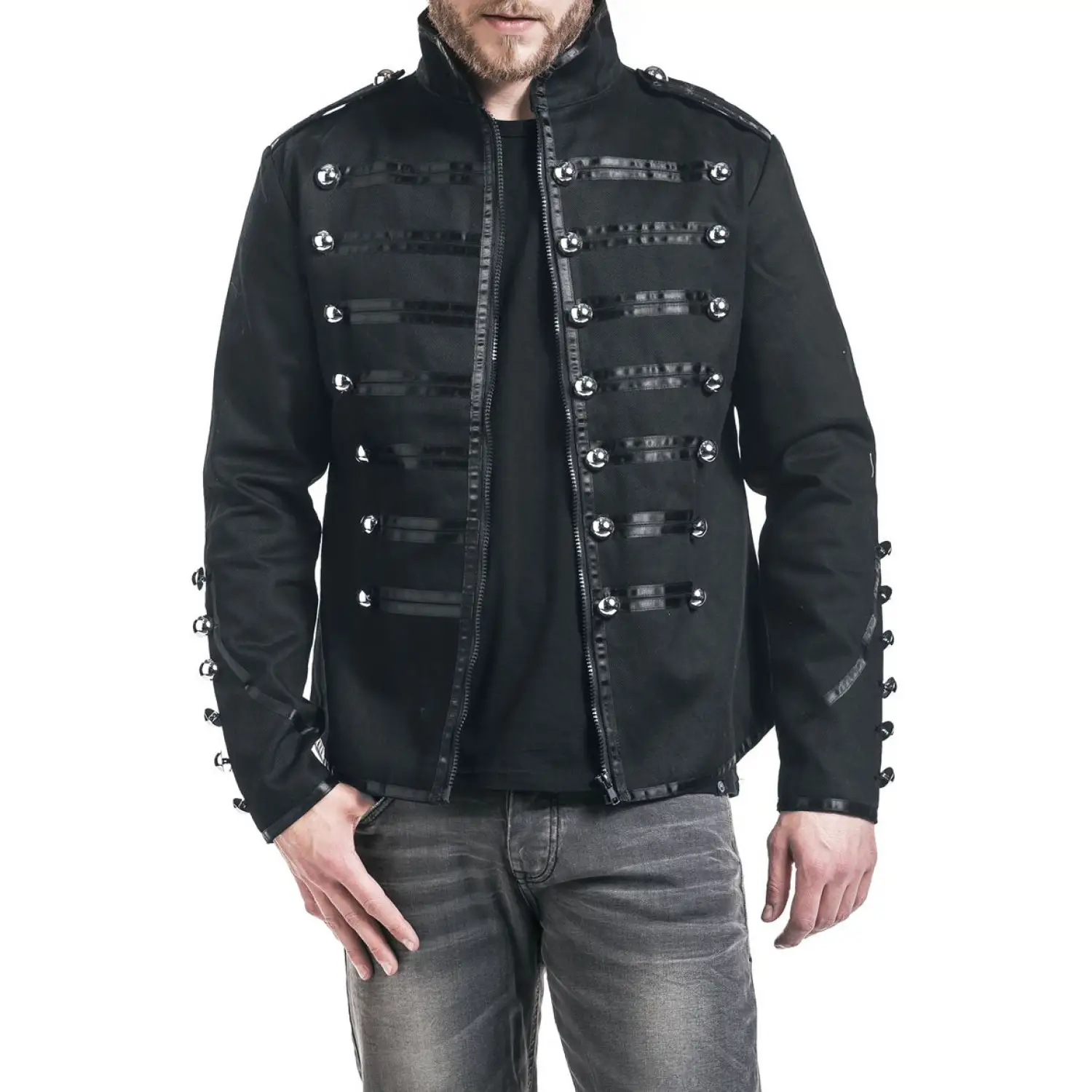 Black Gothic Warrior Jacket: Military Drummer Parade Jacket