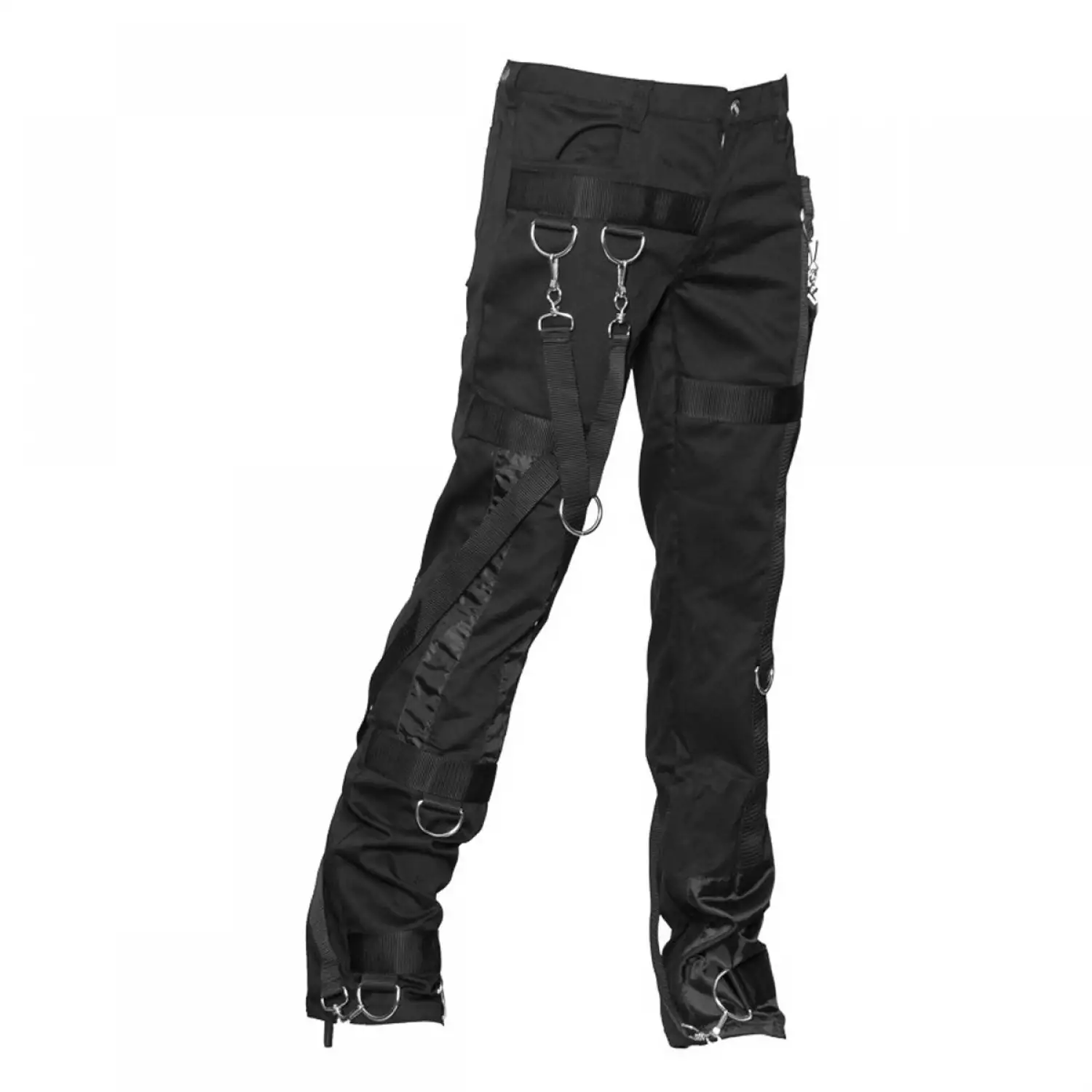 Punk Rock Star Buckle Straps Pant Mens | Black Gothic Fetish Silk Pant