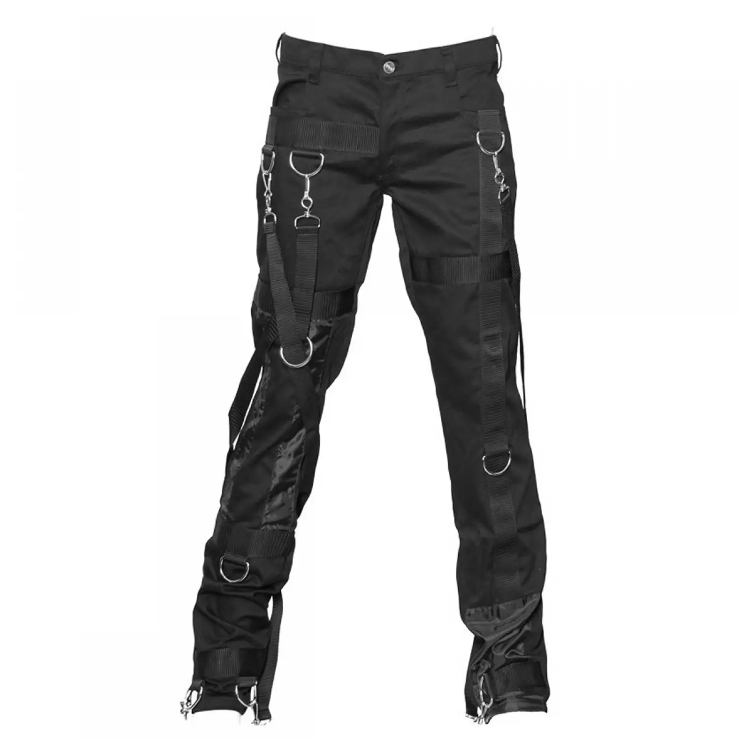 Punk Rock Star Buckle Straps Pant Mens | Black Gothic Fetish Silk Pant