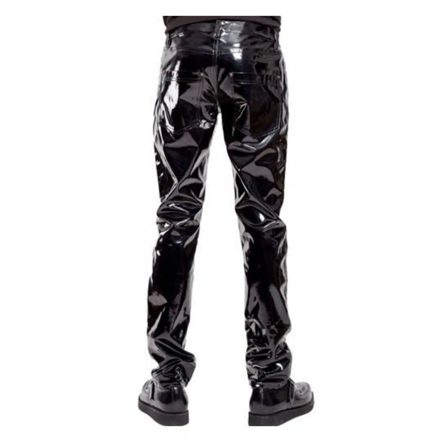 Black Shine PVC Bondage Pant Punk Rock WET Look Glossy Black Pant