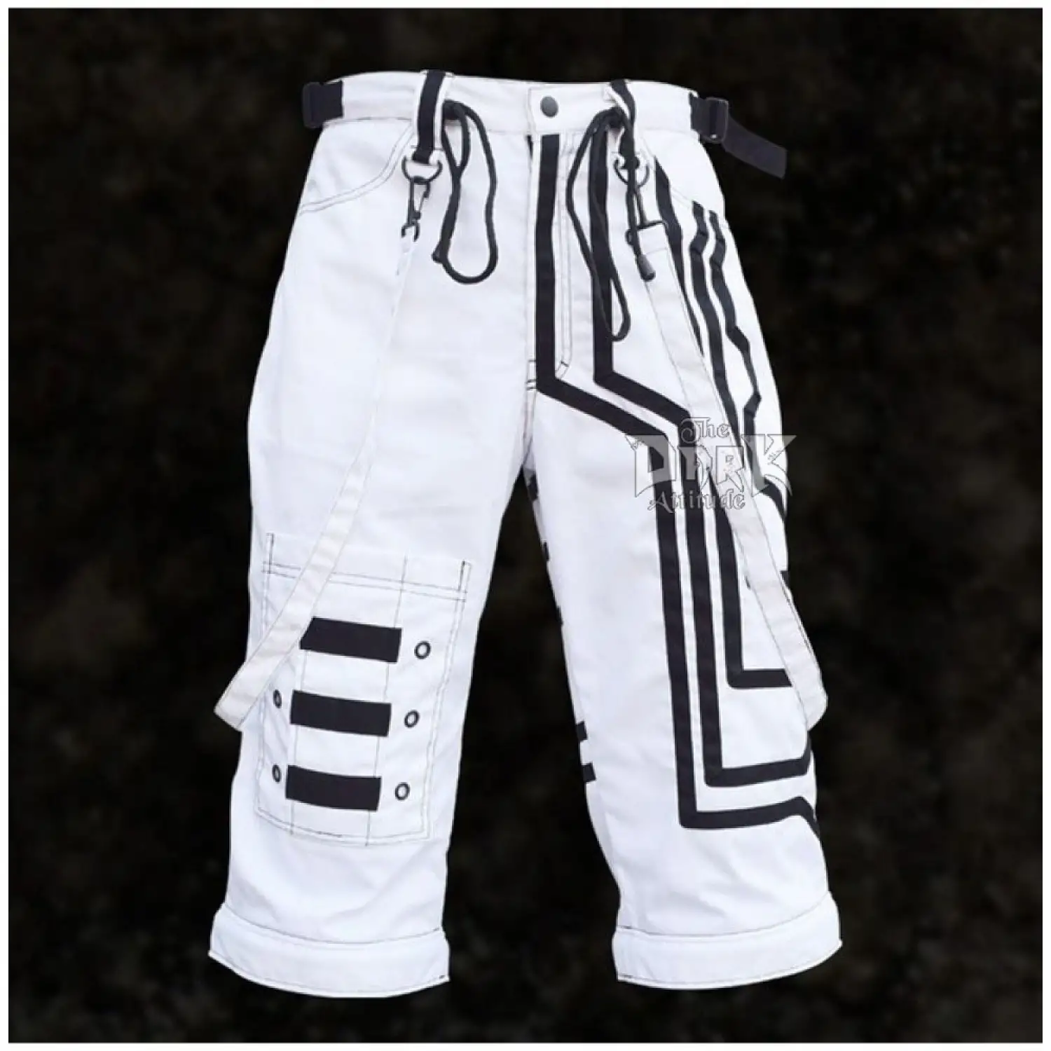White Cyber Goth Shorts Men Gothic Cargo Techno Shorts